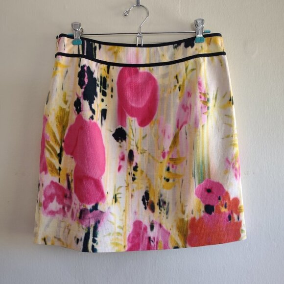 Anthropologie Tabitha Floral Poppy Rain Mini Skirt Pockets  Women's Size 6  EUC - Picture 3 of 5